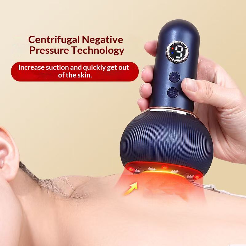 Rechargeable Gua Sha Massager Body Shaping Heating Meridian Scraping Brush Lymphatic Detoxification Negative Pressure Cupping Muscle Relaxation  For Back Neck Pain Relief Massage Tools