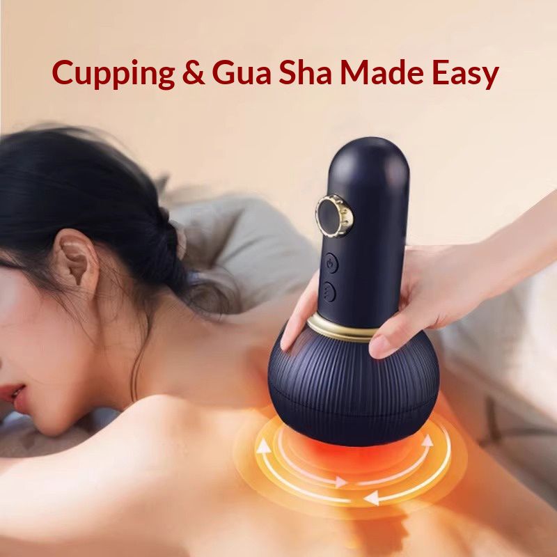 Rechargeable Gua Sha Massager Body Shaping Heating Meridian Scraping Brush Lymphatic Detoxification Negative Pressure Cupping Muscle Relaxation  For Back Neck Pain Relief Massage Tools