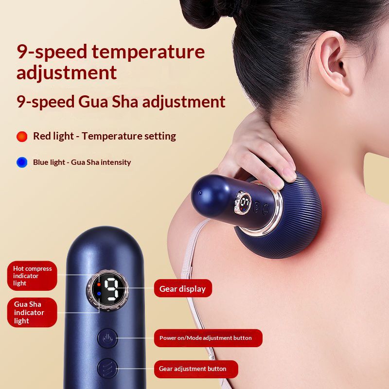 Rechargeable Gua Sha Massager Body Shaping Heating Meridian Scraping Brush Lymphatic Detoxification Negative Pressure Cupping Muscle Relaxation  For Back Neck Pain Relief Massage Tools