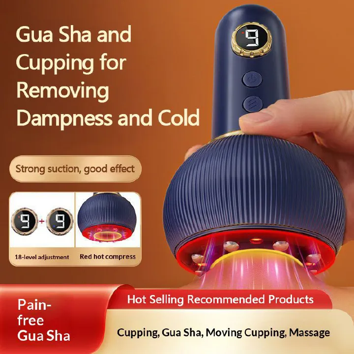 Rechargeable Gua Sha Massager Body Shaping Heating Meridian Scraping Brush Lymphatic Detoxification Negative Pressure Cupping Muscle Relaxation  For Back Neck Pain Relief Massage Tools