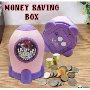 ✔️Save Big✔️,Save smarter, ✔️Save more✔️Large Capacity Rocket Shape Piggy Bank With Password Lock, Money Savings Box