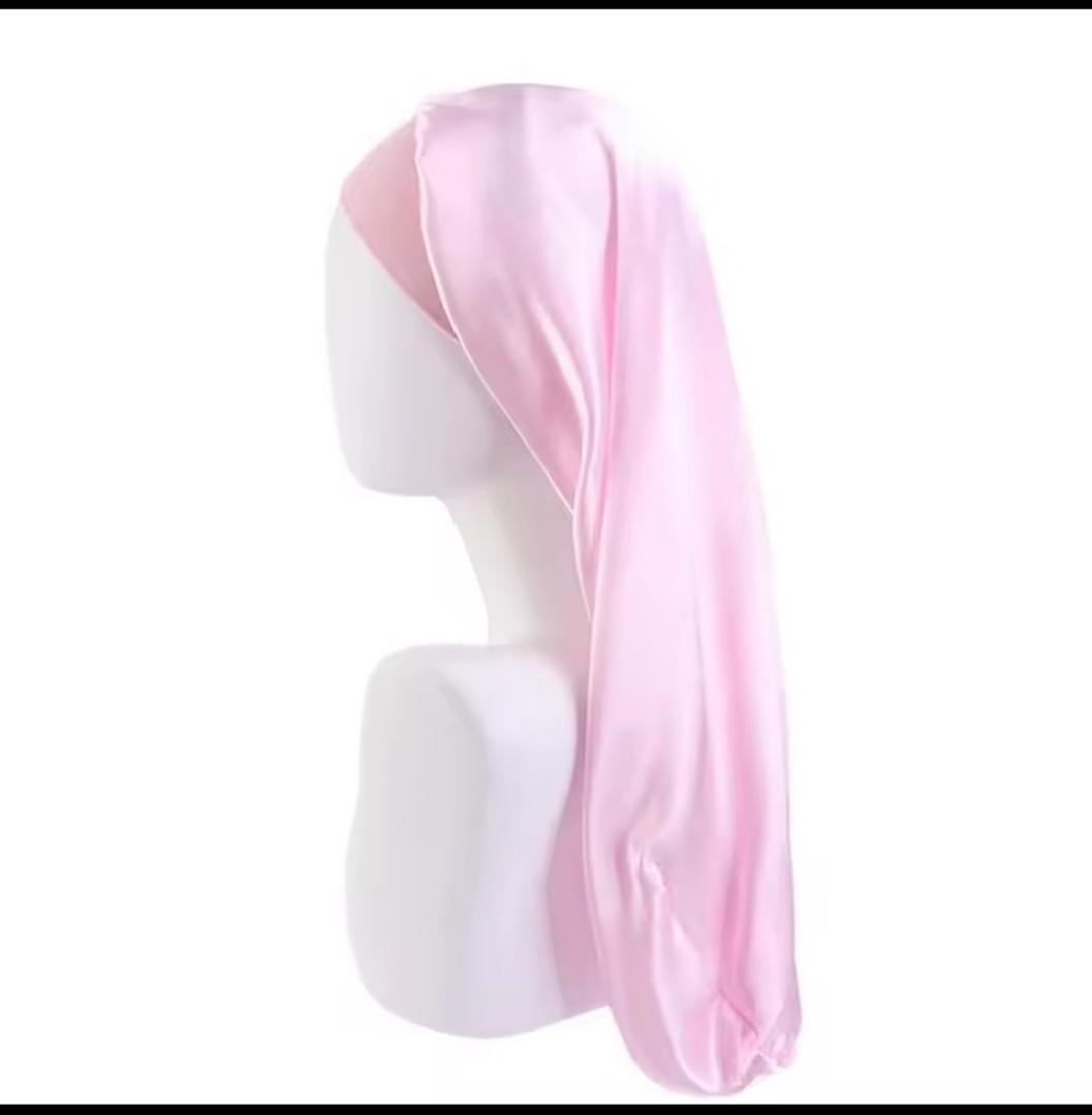 LONG SATIN BONNET FOR WOMEN – ADJUSTABLE ELASTIC BAND, HAIR PROTECTION SLEEP CAP FOR BRAIDS, LOCS & NATURAL HAIR