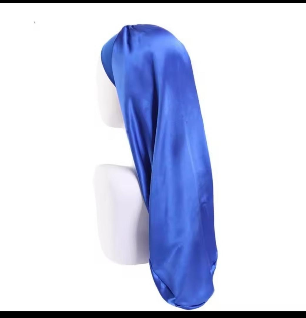 LONG SATIN BONNET FOR WOMEN – ADJUSTABLE ELASTIC BAND, HAIR PROTECTION SLEEP CAP FOR BRAIDS, LOCS & NATURAL HAIR