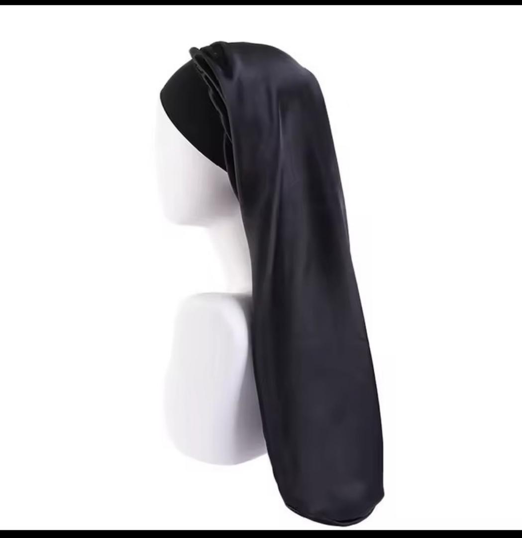 LONG SATIN BONNET FOR WOMEN – ADJUSTABLE ELASTIC BAND, HAIR PROTECTION SLEEP CAP FOR BRAIDS, LOCS & NATURAL HAIR