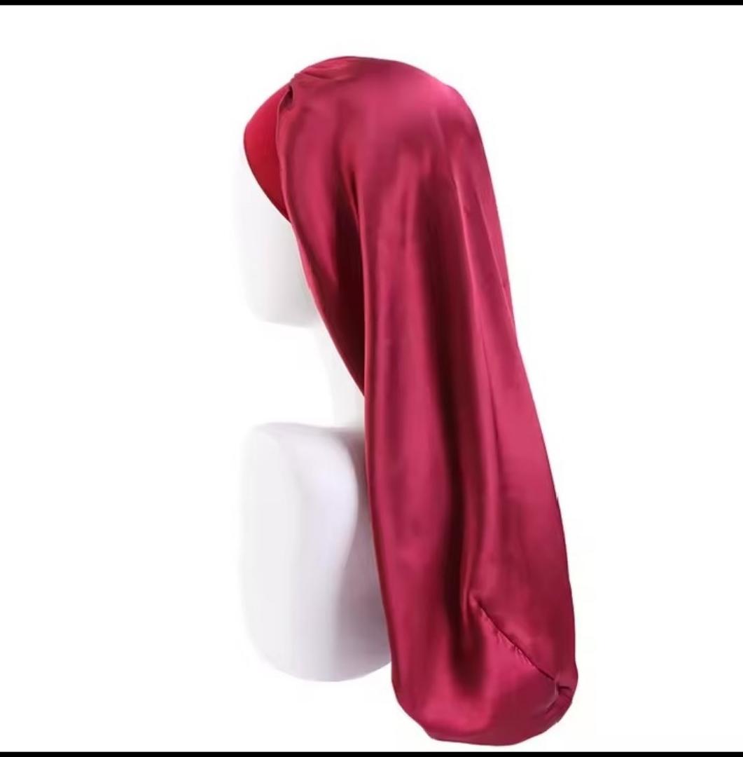 LONG SATIN BONNET FOR WOMEN – ADJUSTABLE ELASTIC BAND, HAIR PROTECTION SLEEP CAP FOR BRAIDS, LOCS & NATURAL HAIR