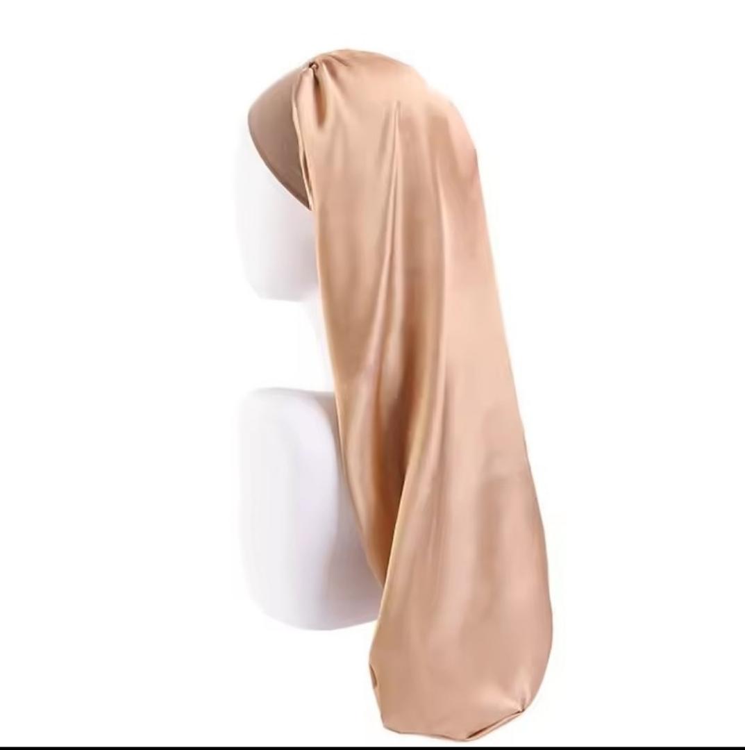 LONG SATIN BONNET FOR WOMEN – ADJUSTABLE ELASTIC BAND, HAIR PROTECTION SLEEP CAP FOR BRAIDS, LOCS & NATURAL HAIR