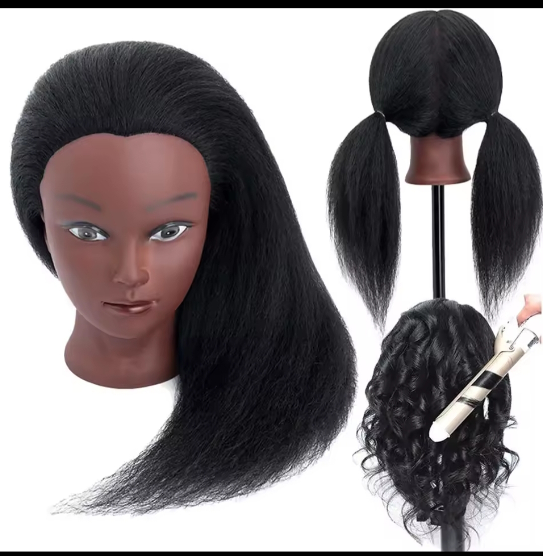 100% Human Hair Female Mannequin Training Head with Long Natural Hair – Cosmetology Practice Dummy for Braiding, Styling, Cutting & Hairdressing Students