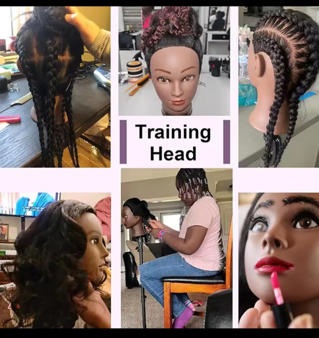 100% Human Hair Female Mannequin Training Head with Long Natural Hair – Cosmetology Practice Dummy for Braiding, Styling, Cutting & Hairdressing Students