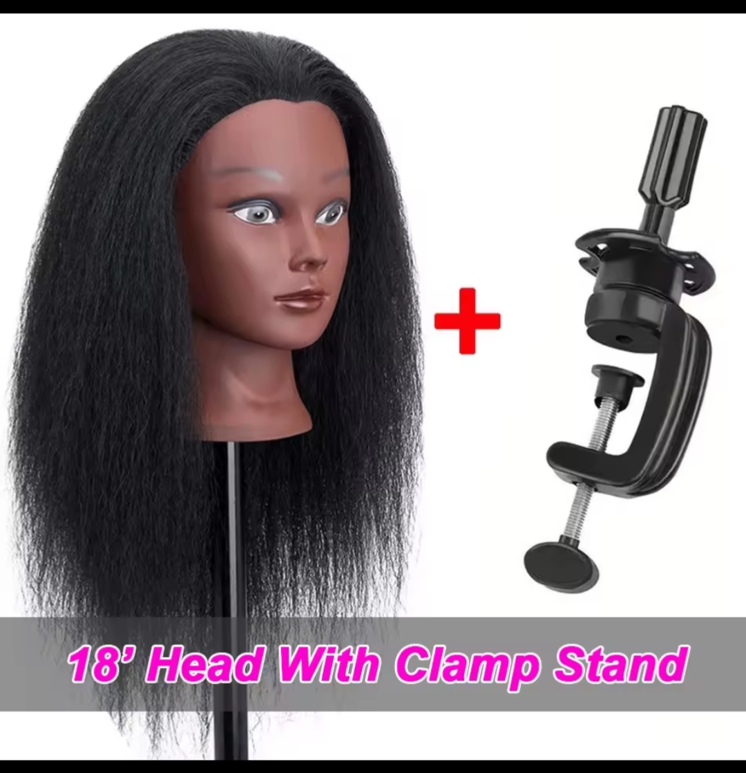 100% Human Hair Female Mannequin Training Head with Long Natural Hair – Cosmetology Practice Dummy for Braiding, Styling, Cutting & Hairdressing Students