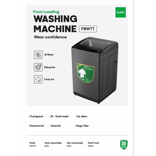 Syinix Washing Machine 8kg Top load automatic