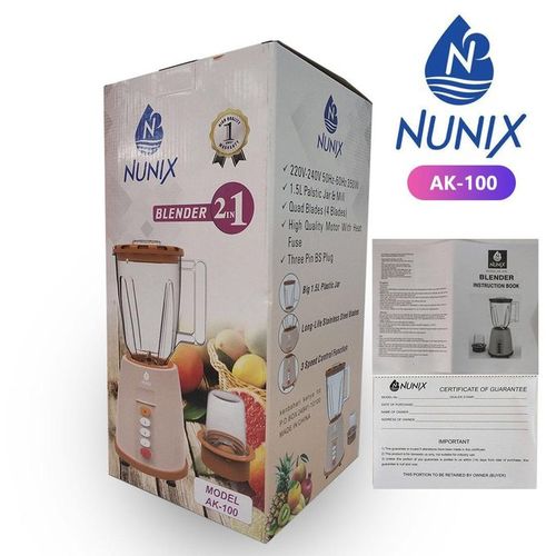 Nunix Blender 2 In 1 With Grinder Durable High Quality Motor
