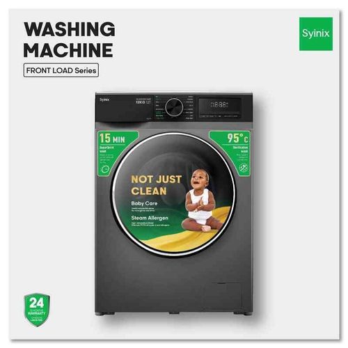 Syinix Washing Machine 12Kg Front Load Fully Automatic Wash and Spin V12WFT