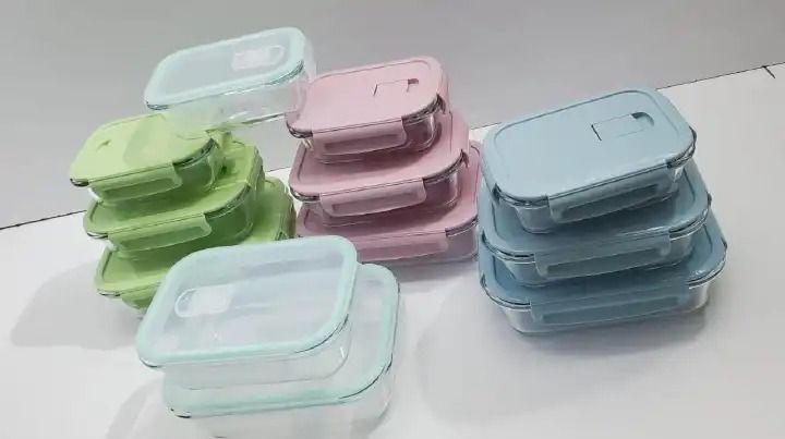 3 in 1 Classy Brand New Very Quality Glass snack box with lunch bag (Capacity:500ml,750ml,1040ml)
