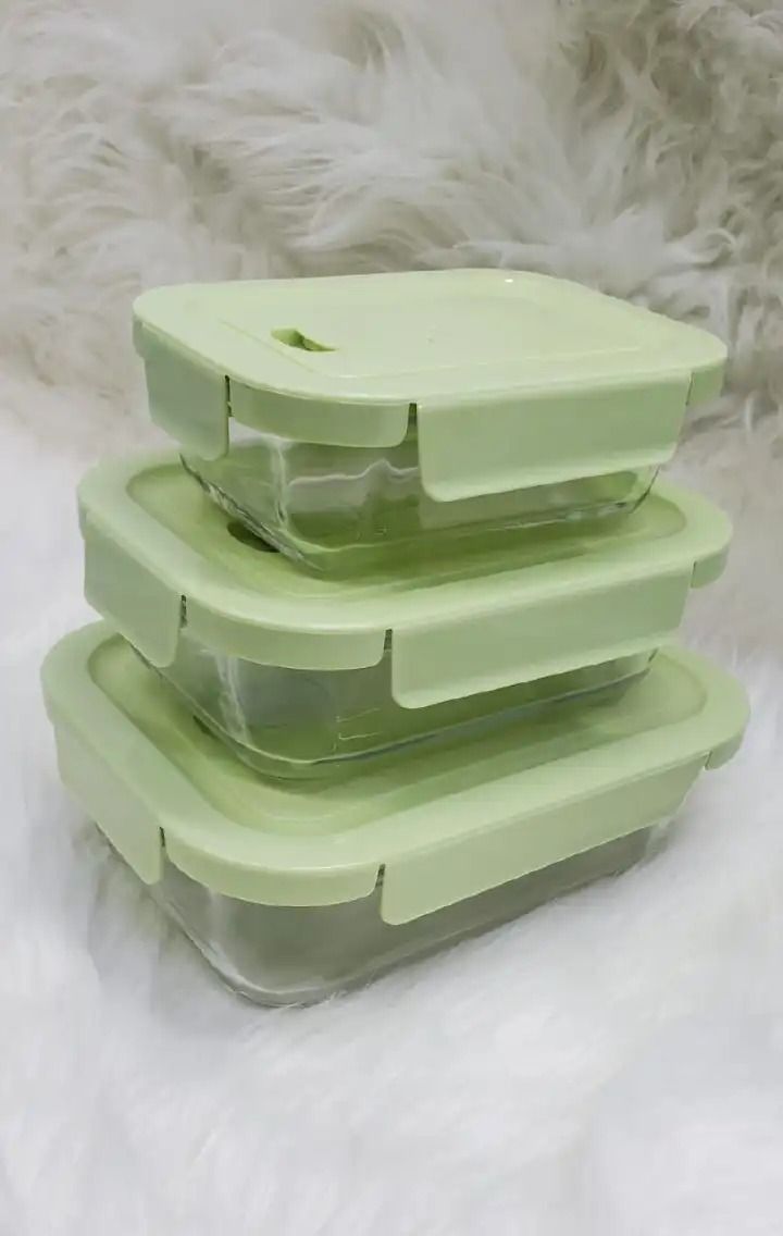 3 in 1 Classy Brand New Very Quality Glass snack box with lunch bag (Capacity:500ml,750ml,1040ml)