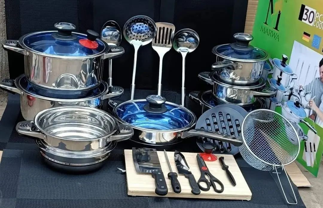 Marwa 30 PCS Stainless Steel Non-stick Cookware Set/cooking pots/sufuria