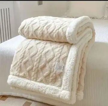 6x6 Fleece Woolen Blanket Wool, Thick Fabric Throw Blanket Bedcover.
