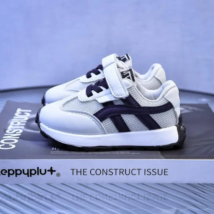 Easy-On kids Sneakers: Lightweight, Breathable Mesh Sports Shoes for Kids. Secure Velcro Strap & Elastic Laces ensure All-Day Comfort & Support for Active Play. Durable, Non-Slip Sole. Stylish Whit