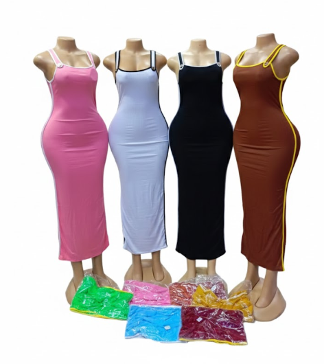 Elegant Women’s Sleeveless Bodycon Maxi Dress – Sexy Square Stretchy Slim Fit Long Dress – Versatile, Chic & Comfortable Outfit for Casual, Evening, Party, Club or Date Wear