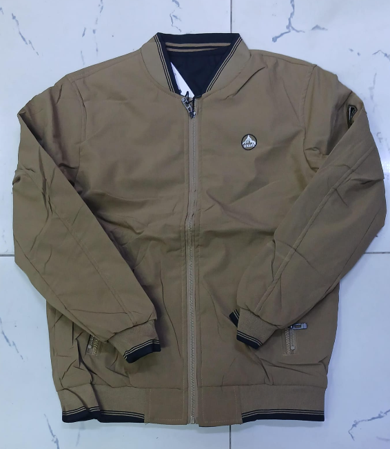 1Pc Men's Casual Double-Sided Bomber Jacket with Ribbed Trim