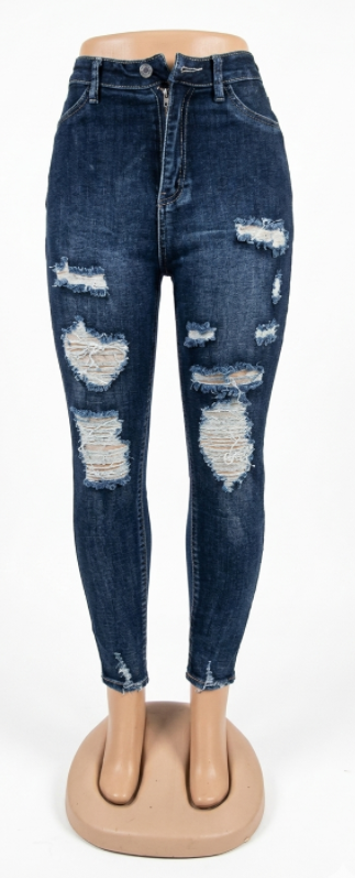 Fashion Ladies Rugged Jeans Trousers-casual Wear