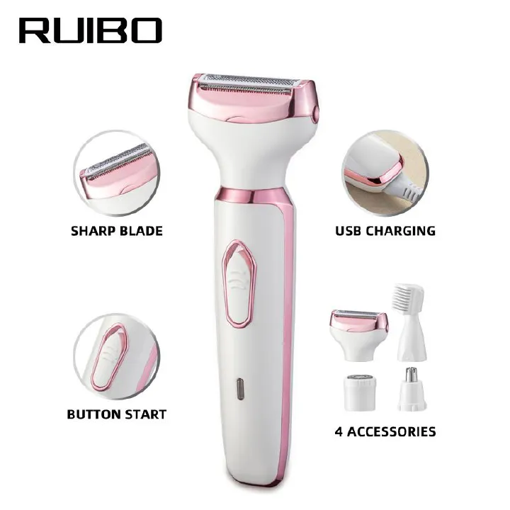 New 4-in-1 women's shaver USB rechargeable hair removal device Armpit hair removal Leg hair removal pubic hair removal Electric hair removal device