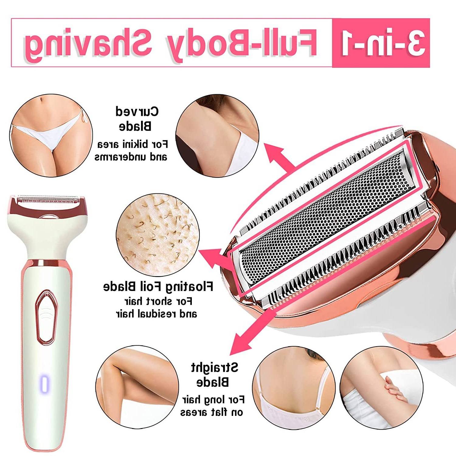 New 4-in-1 women's shaver USB rechargeable hair removal device Armpit hair removal Leg hair removal pubic hair removal Electric hair removal device