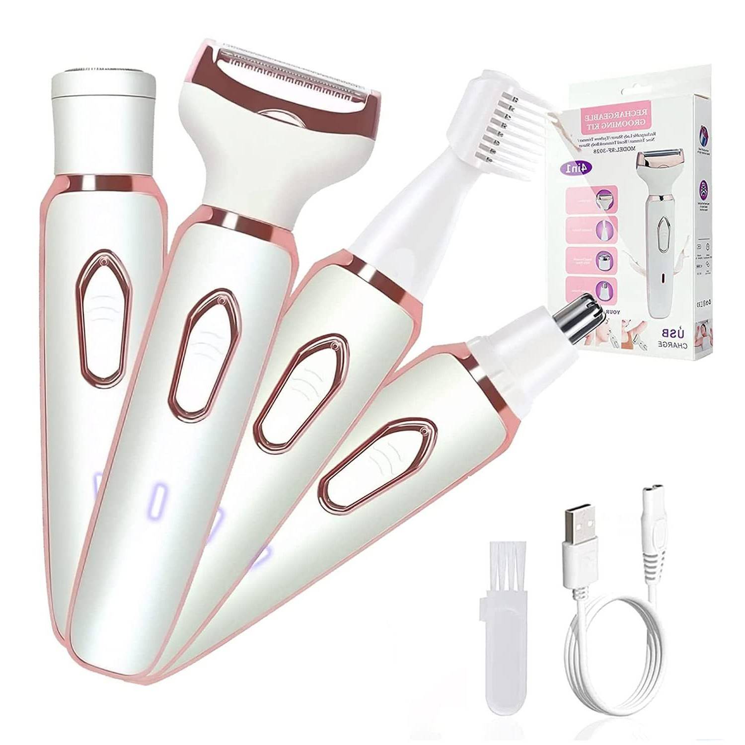 New 4-in-1 women's shaver USB rechargeable hair removal device Armpit hair removal Leg hair removal pubic hair removal Electric hair removal device