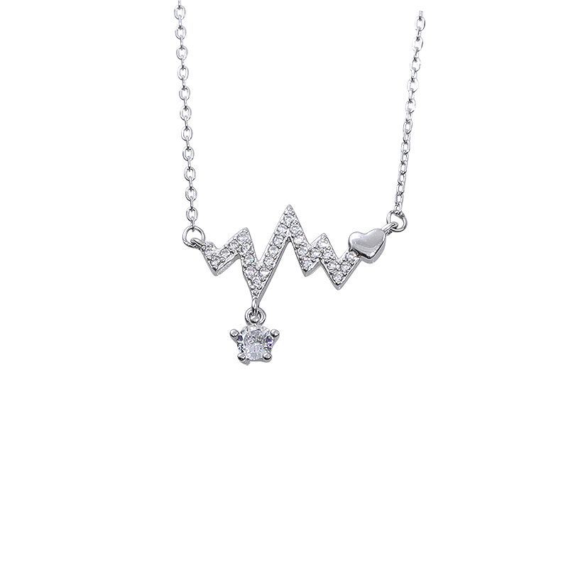 Women's Korean style heartbeat necklace Simple and elegant clavicle chain Gold and silver heart-warming necklace for girlfriend