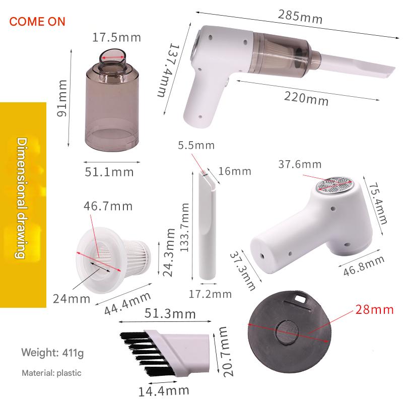 Household and car dual-purpose vacuum cleaner USB Rechargeable car vacuum cleaner Portable powerful vacuum cleaner Washable and reusable