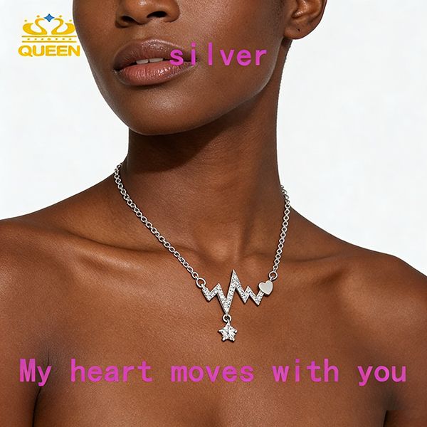 Women's Korean style heartbeat necklace Simple and elegant clavicle chain Gold and silver heart-warming necklace for girlfriend