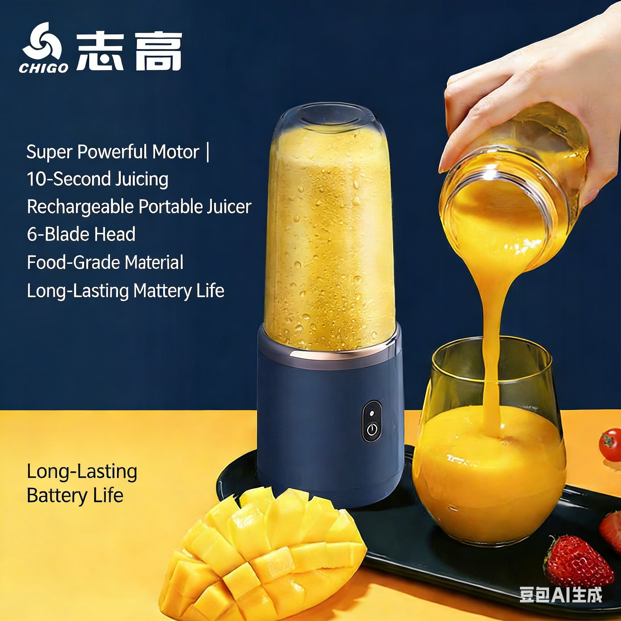 Juicer Portable Juicer Cup USB Rechargeable Mini Personal Blender Office & Travel Fresh Juice Maker