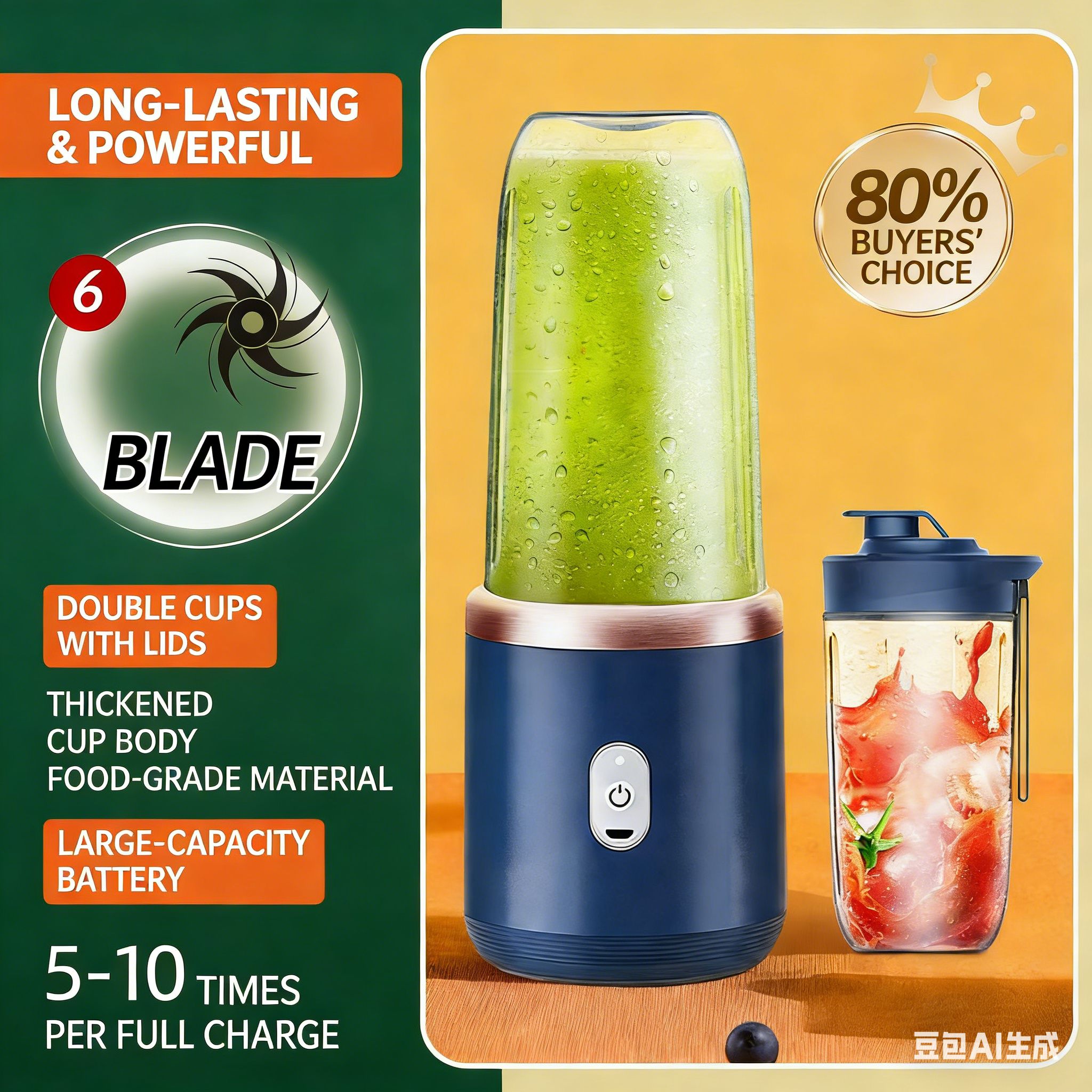 Juicer Portable Juicer Cup USB Rechargeable Mini Personal Blender Office & Travel Fresh Juice Maker