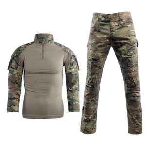 Men Casual Multi-Pockets Shirts+Cargo Pants Suits Outdoor Training Tactical Clothes
