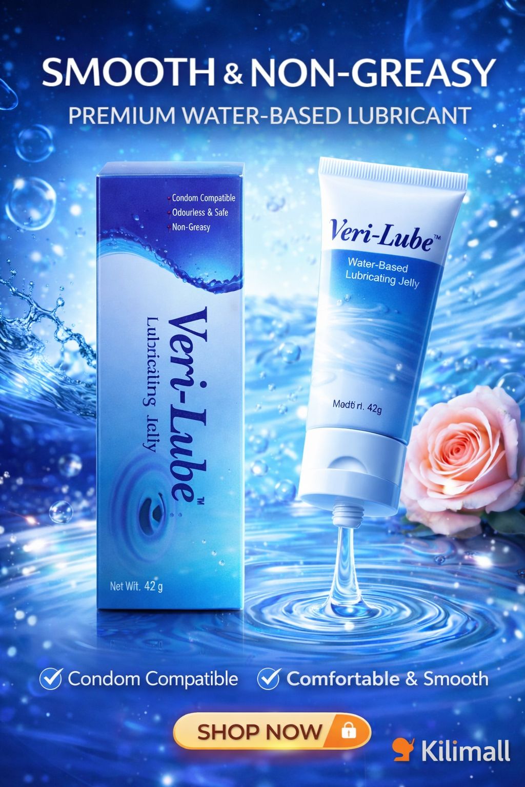 Veri-Lube Water-Based Lubricating Jelly 42g | Non-Greasy | Condom Compatible | Korean Quality