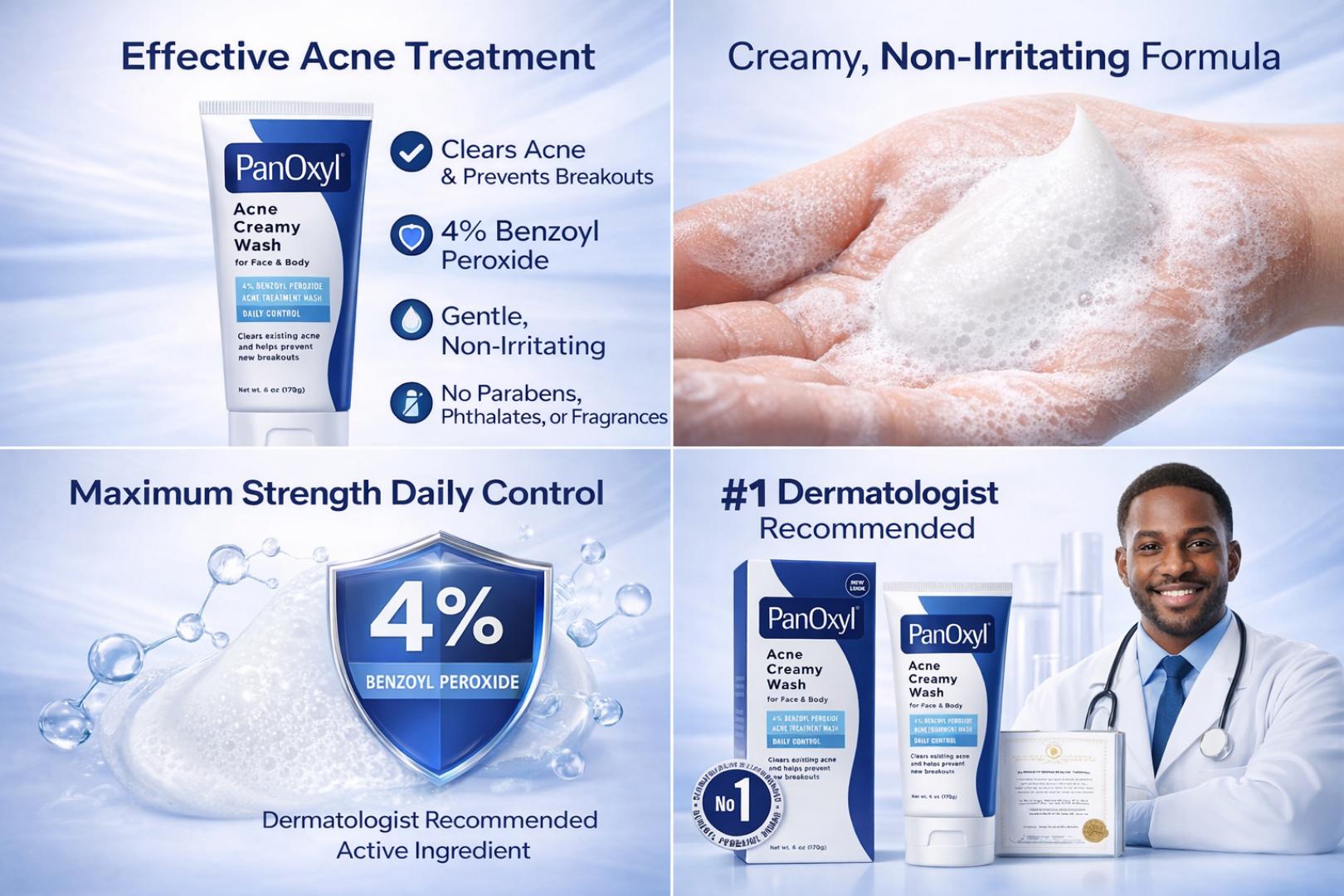 Benzoyl Peroxide Acne Cleanser | Anti-Pimple Facial Wash for Oily & Acne-Prone Skin