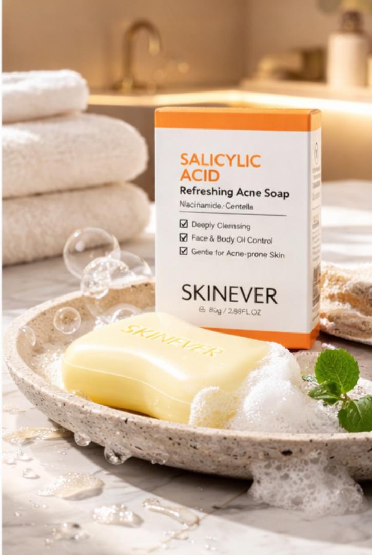 Salicylic Acid Acne Treatment Soap Bar 50g | Oil Control, Deep Pore Cleansing, Blackhead & Pimples Removal | For Oily & Acne-Prone Skin