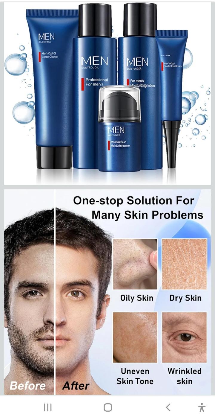 Men Skincare Set Oil Control Face Care Kit Cleanser Toner Cream Serum Moisturizing Grooming Set