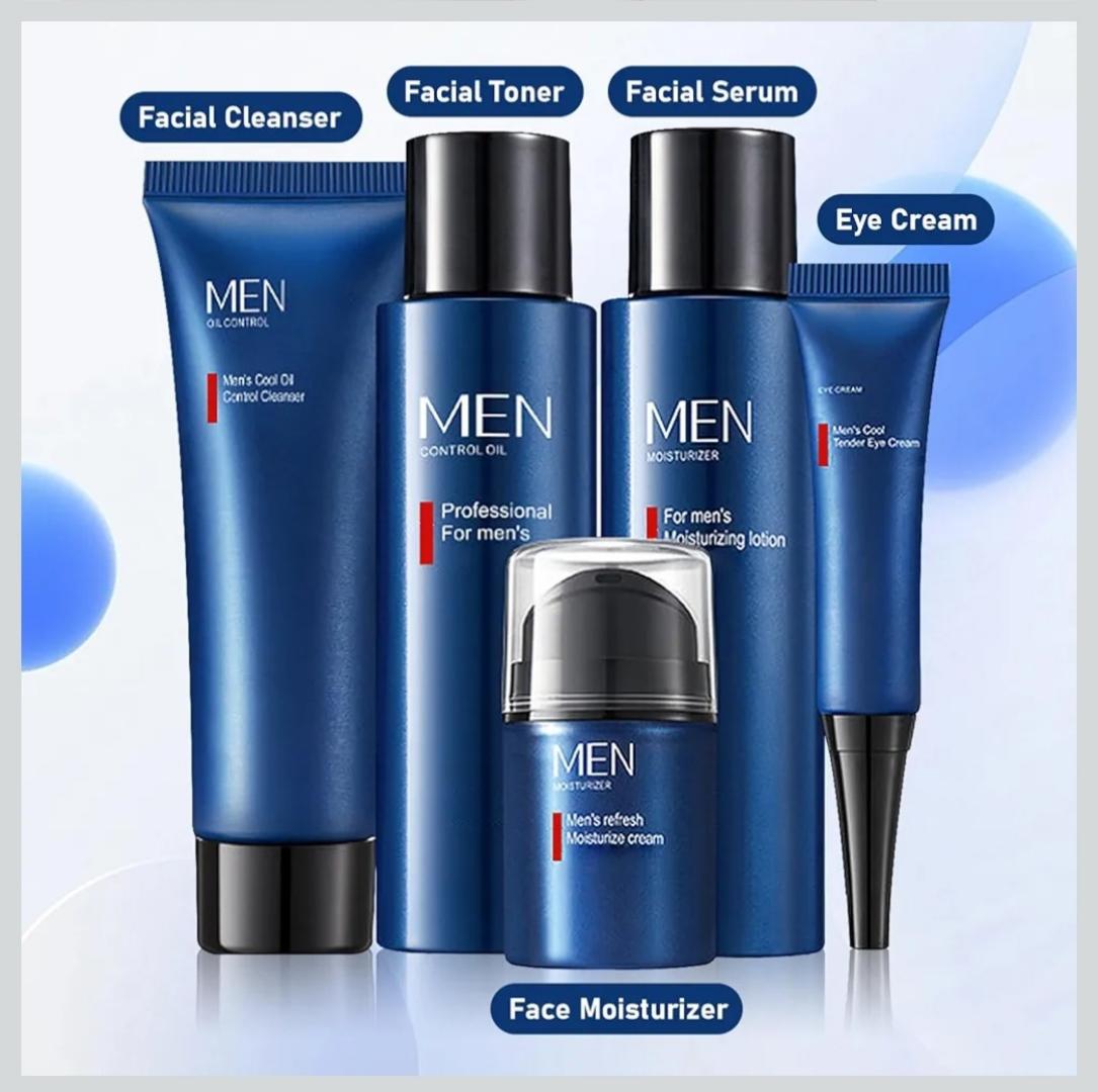 Men Skincare Set Oil Control Face Care Kit Cleanser Toner Cream Serum Moisturizing Grooming Set