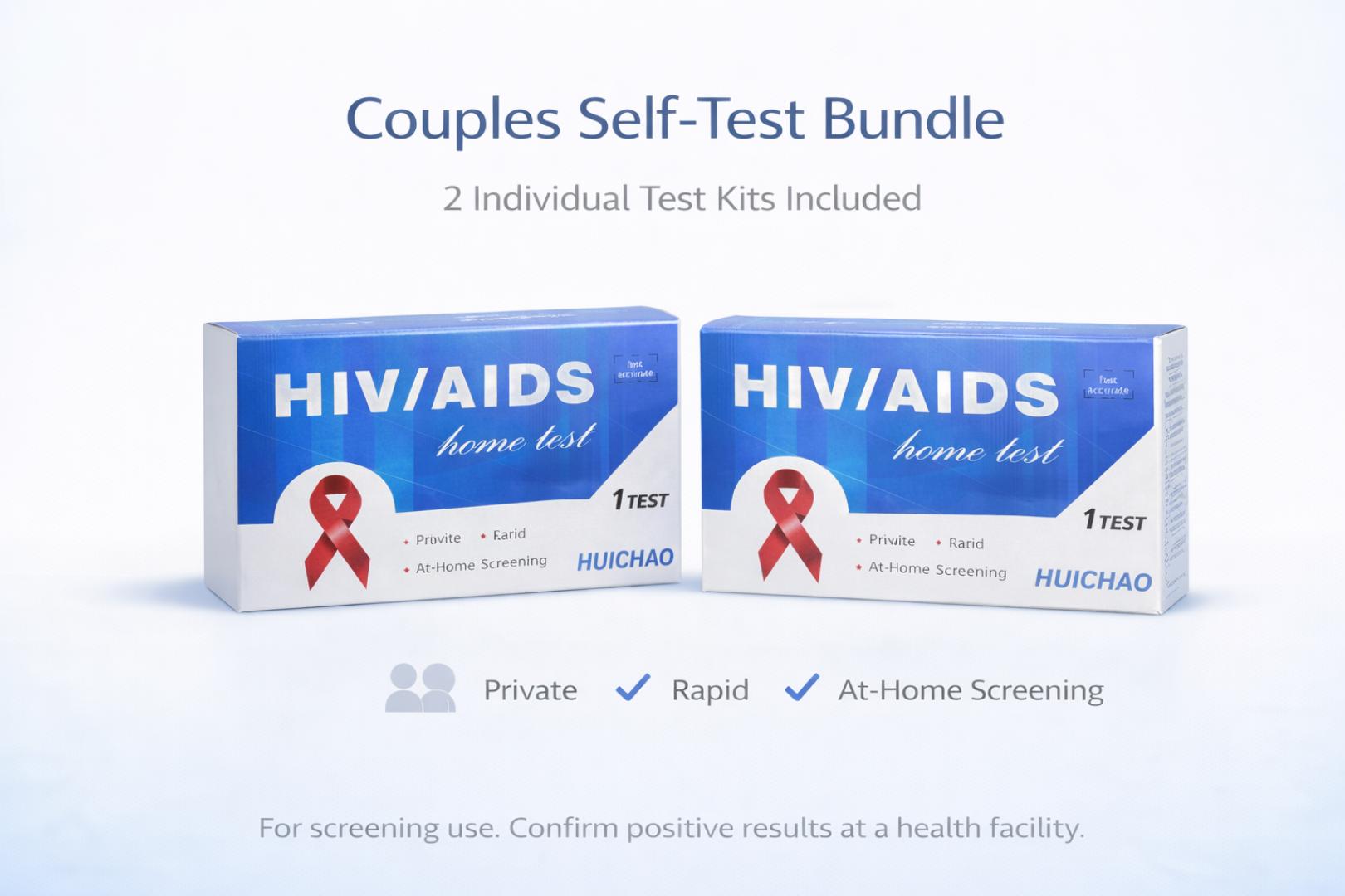 Couples HIV Self Test Kit (2 Tests) –HIV Self Test Kit (HIV 1&2) – Rapid Home Blood Test | Private Finger Prick HIV Testing Kit | Fast Accurate Results | Easy At-Home Screenin – 2 Complete Kits Bundle