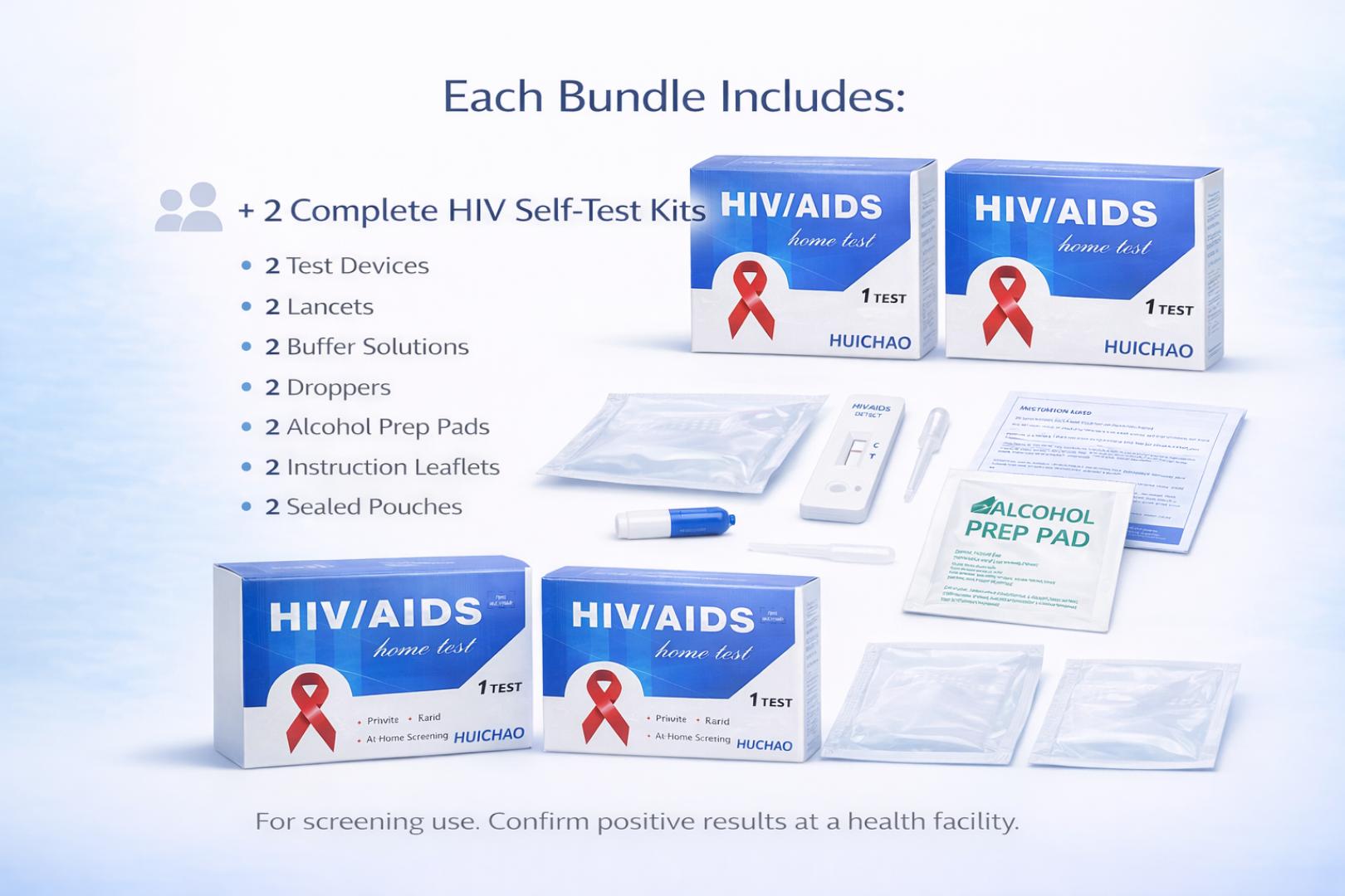 Couples HIV Self Test Kit (2 Tests) –HIV Self Test Kit (HIV 1&2) – Rapid Home Blood Test | Private Finger Prick HIV Testing Kit | Fast Accurate Results | Easy At-Home Screenin – 2 Complete Kits Bundle