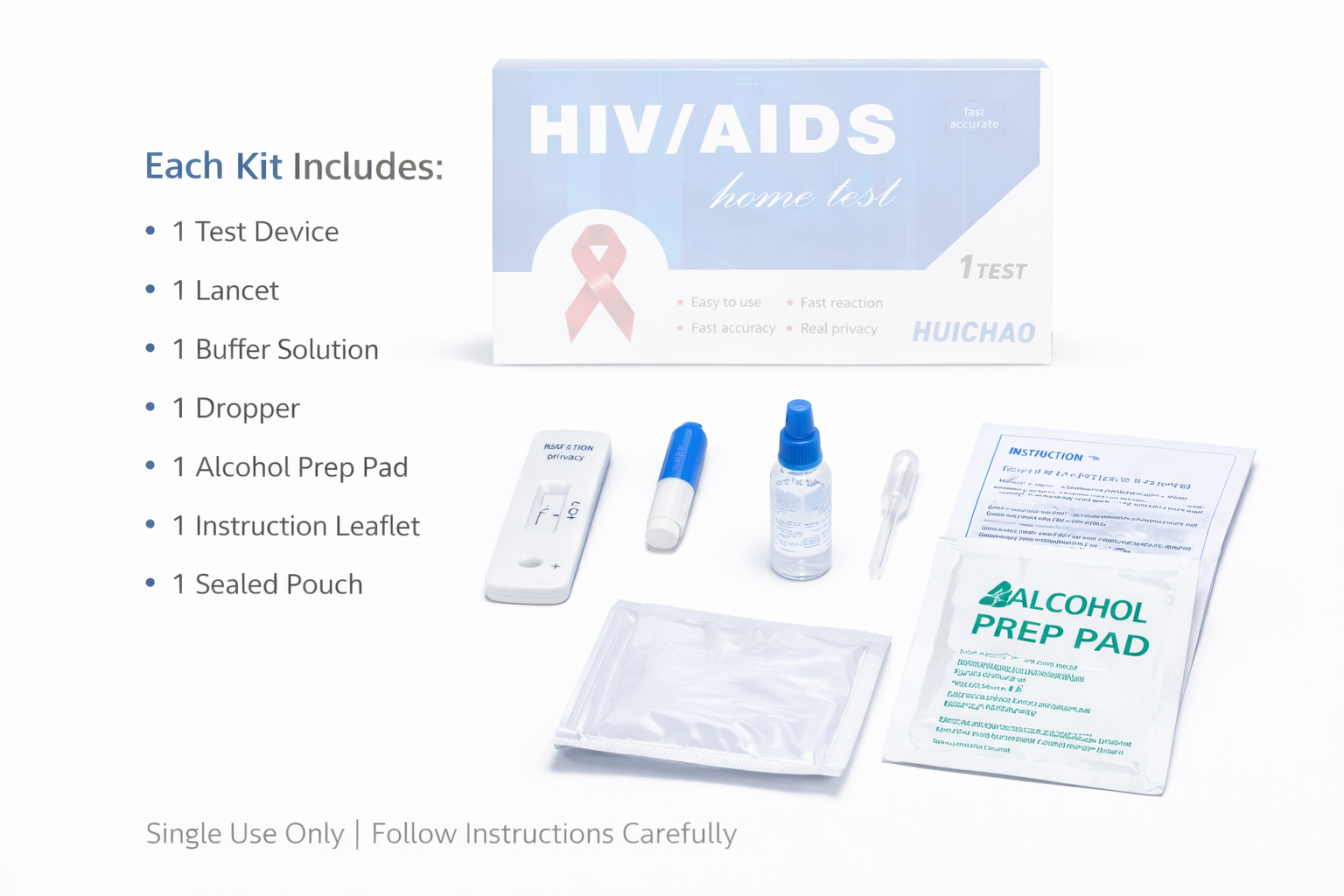 HIV Self Test Kit – Home HIV 1&2 Rapid Blood Test Kit | Accurate Private Finger Prick HIV Testing | Fast Results | Easy At-Home Screening