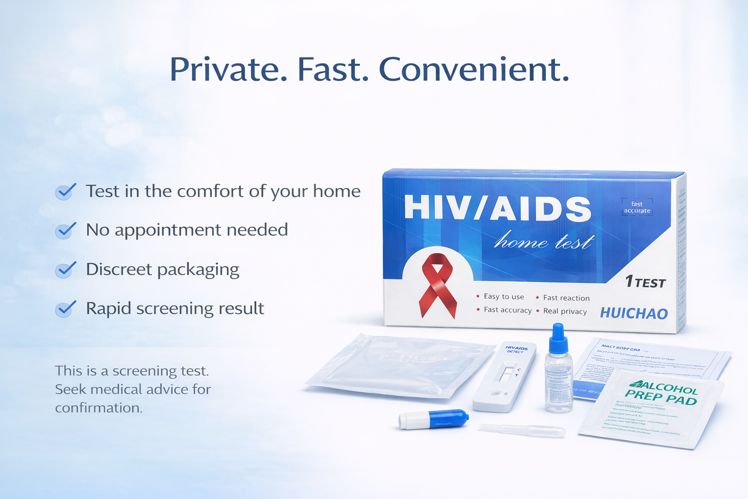HIV Self Test Kit – Home HIV 1&2 Rapid Blood Test Kit | Accurate Private Finger Prick HIV Testing | Fast Results | Easy At-Home Screening