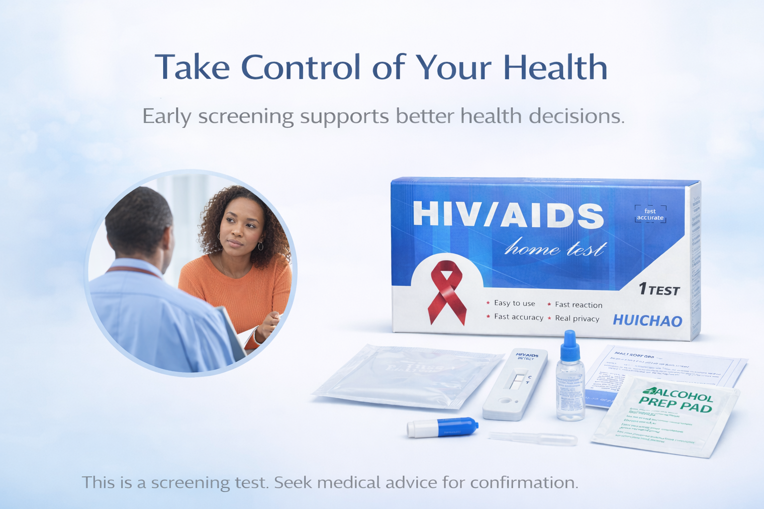 HIV Self Test Kit – Home HIV 1&2 Rapid Blood Test Kit | Accurate Private Finger Prick HIV Testing | Fast Results | Easy At-Home Screening