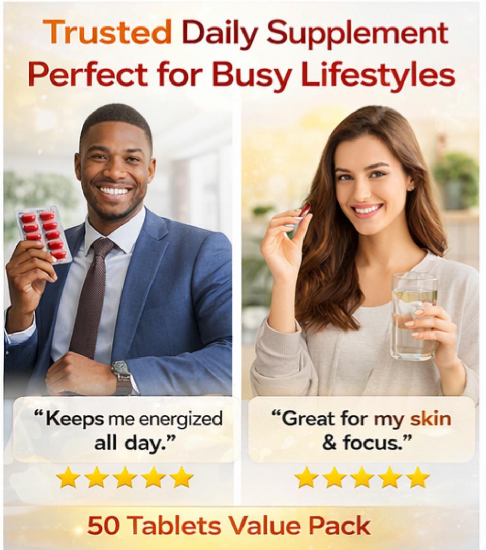 9-in-1 Daily Energy & Immunity Vitamins | Boost Energy, Support Skin & Immunity | Vitamin A B C D E Complex | Anti-Fatigue Supplement | 50 Tablets Value Pack