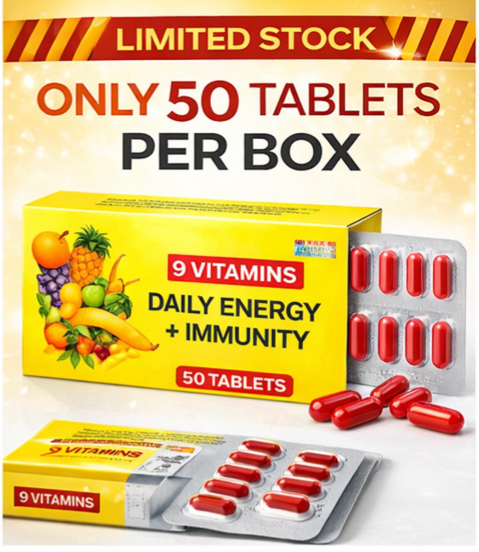 9-in-1 Daily Energy & Immunity Vitamins | Boost Energy, Support Skin & Immunity | Vitamin A B C D E Complex | Anti-Fatigue Supplement | 50 Tablets Value Pack