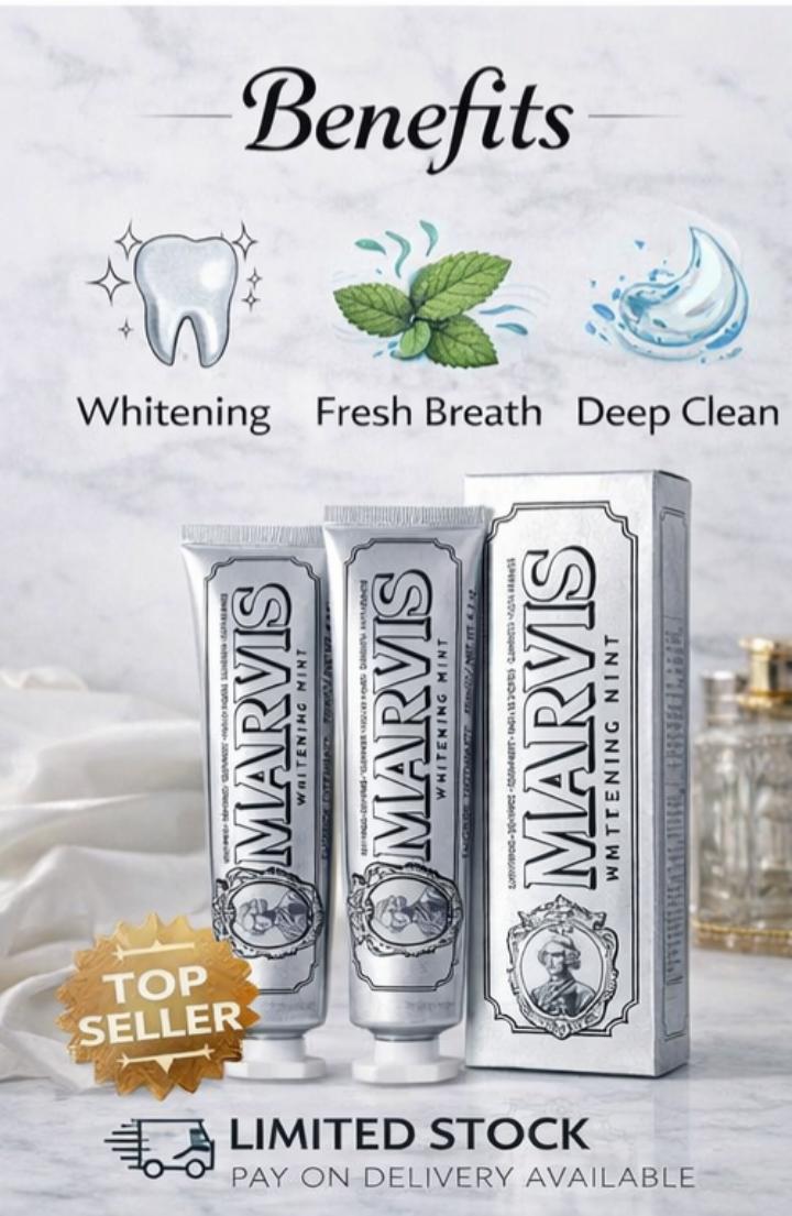 MARVIS Whitening Mint Toothpaste – Luxury Italian Formula | Deep Clean • Fresh Breath • Brighter Smile