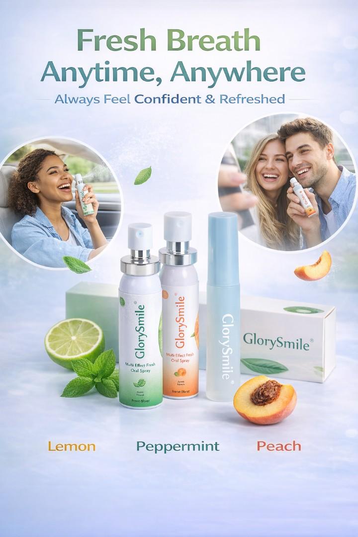 Fresh Breath Oral Spray – Long Lasting Mouth Freshener | Lemon, Mint & Peach | Pocket Size Bad Breath Solution