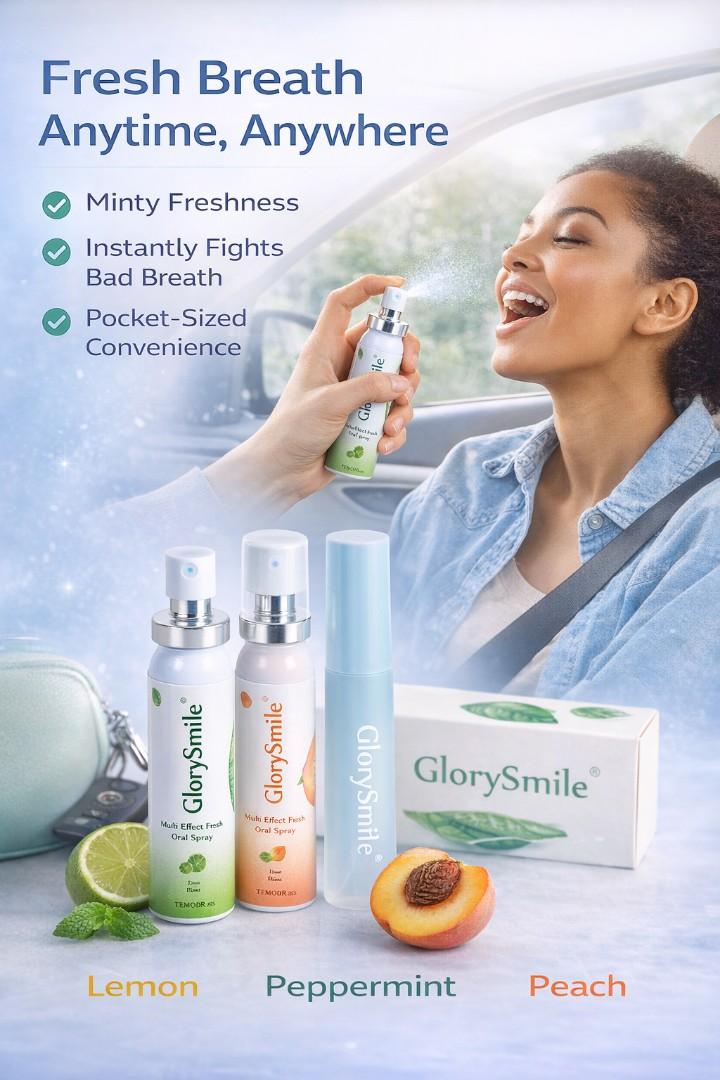 Fresh Breath Oral Spray – Long Lasting Mouth Freshener | Lemon, Mint & Peach | Pocket Size Bad Breath Solution