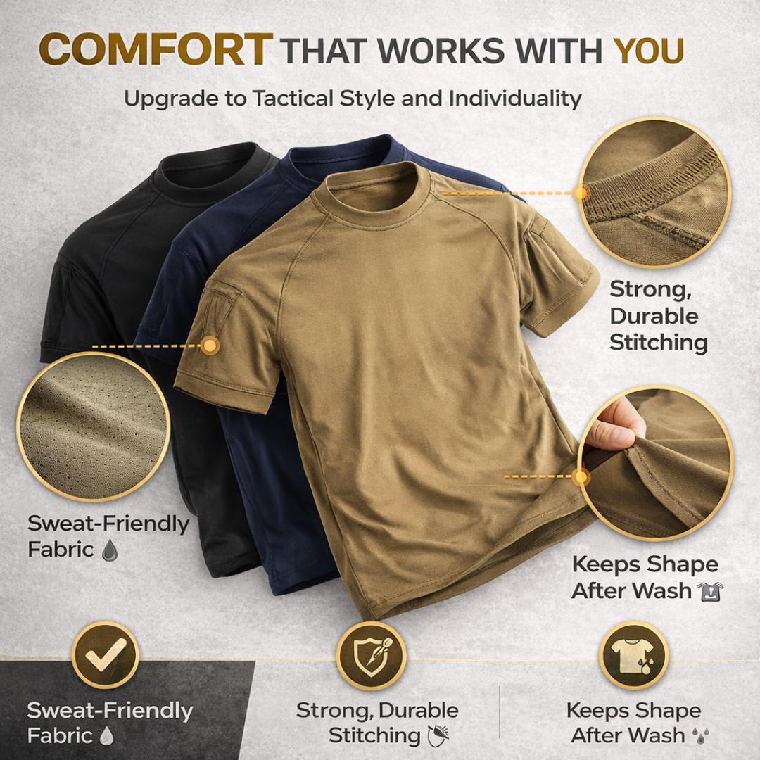 Men’s Tactical Essential T-Shirt – Breathable, Durable, Outdoor & Everyday Wear. Vitallity Field Tactical T-Shirt – Breathable, Durable Outdoor & Everyday Wear (Khaki, Navy, Grey)r