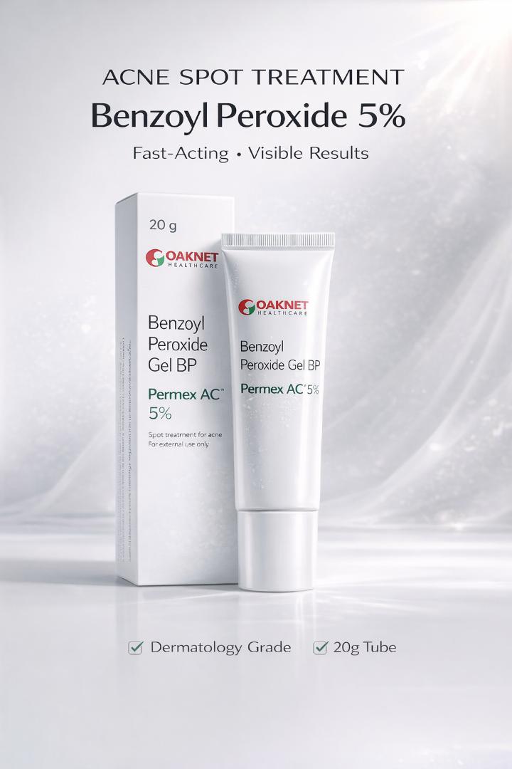 Pernex AC 5% Benzoyl Peroxide Gel 20g – Acne Treatment, Pimple Remover, Spot Treatment for Breakouts & Oily Skin